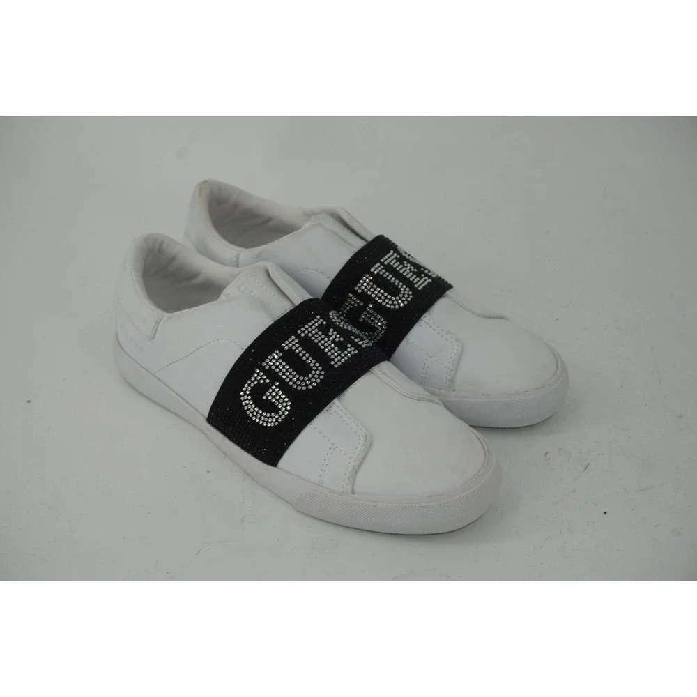 GUESS Bright-R Shoes White Slip On Rhinestone Strap Sneakers Women's‎ Size 9.5